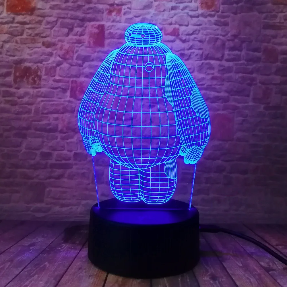 Новый креативный 3D светильник Baymax с героями мультфильма Большой Герой 6