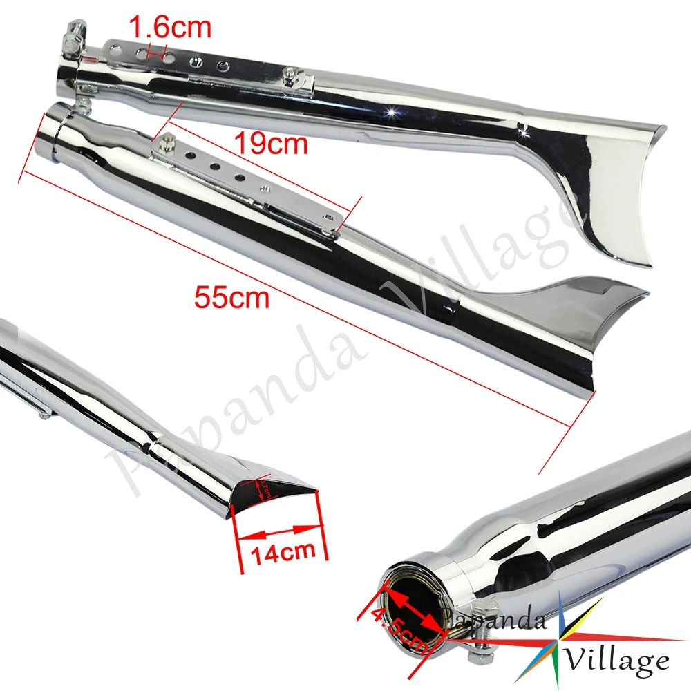 2X мотоциклетный глушитель для Harley Softail Road King Chopper Bobber Cafe Racer винтажный рыбий хвост