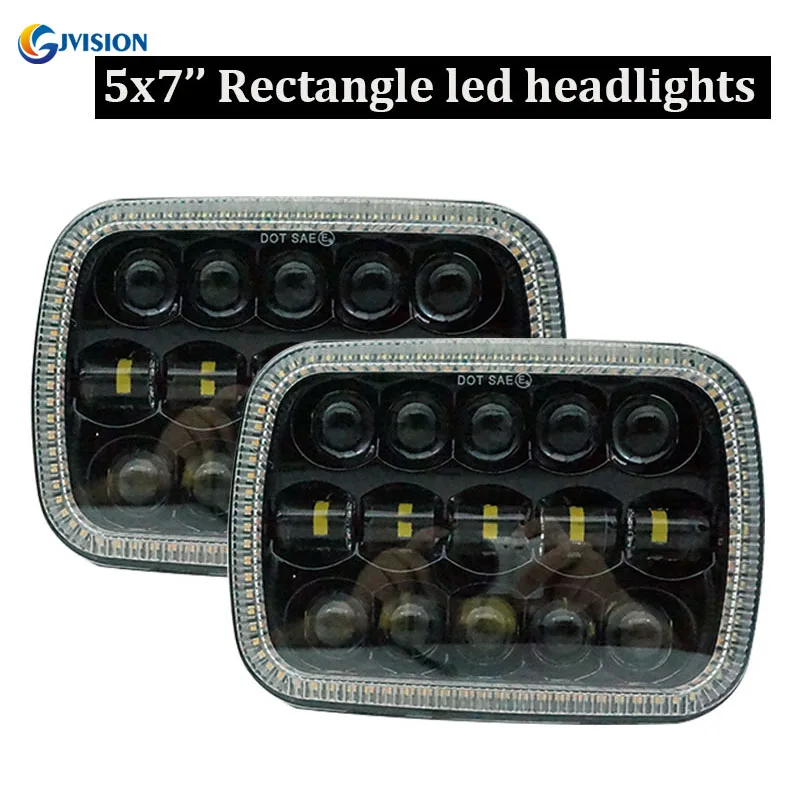 Новинка; 5x" 7x6 дюймов Angel eyes DRL H4 светодиодный квадратные фары для Jeep wrangler YJ Cherokee XJ Comanche MJ прямоугольный налобный фонарь