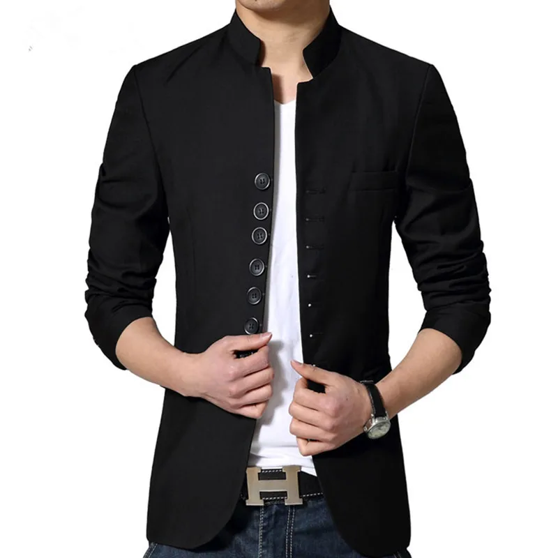 Мужские костюмы с воротником стойкой приталенные модные китайские Тан на 8