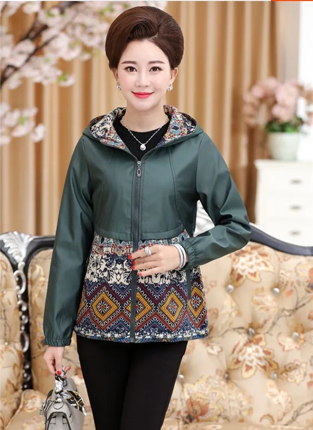 Куртка с капюшоном для мам Повседневная ветровка большого размера женщин