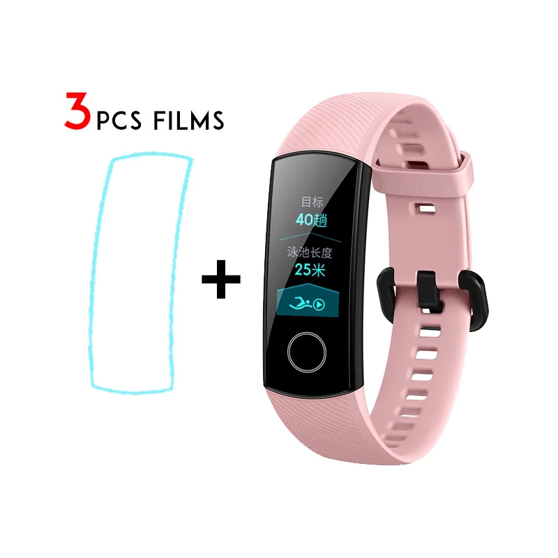 huawei Honor Band 4 Smartband Amoled Полный цвет дисплей сенсорный экран плавание осанка сердечного ритма инфракрасный сенсор вздремнуть сна - Цвет: add films PINK