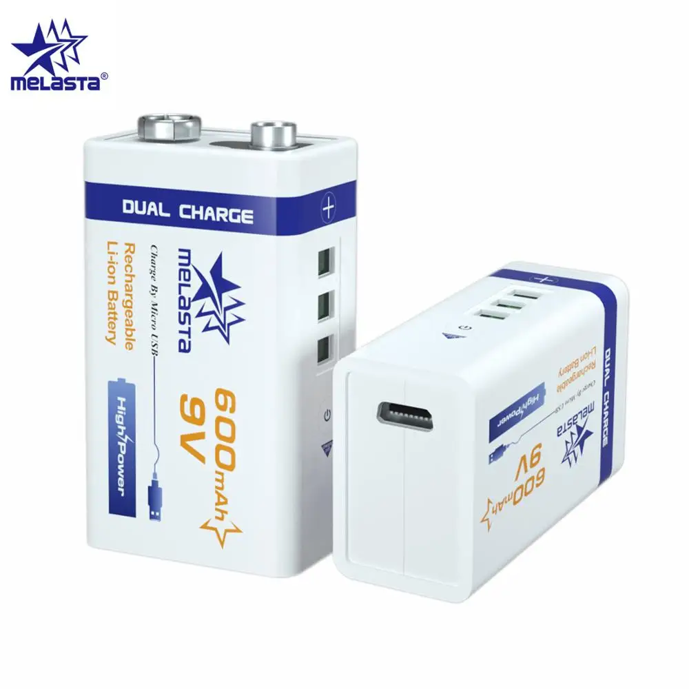 Melasta 4 шт 9V 6F22 USB 600 мАч литий-ионная аккумуляторная батарея для Дымовая пожарная сигнализация беспроводной микрофон гитары EQ домофон мультиметр - Цвет: 2pcs
