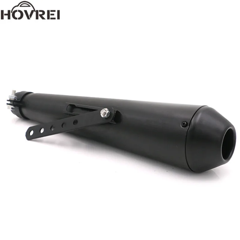 Universal retro Motorcycle Cafe Racer Exhaust Pipe with Sliding Bracket Antique Muffler pipe For Harley Custom | Автомобили и