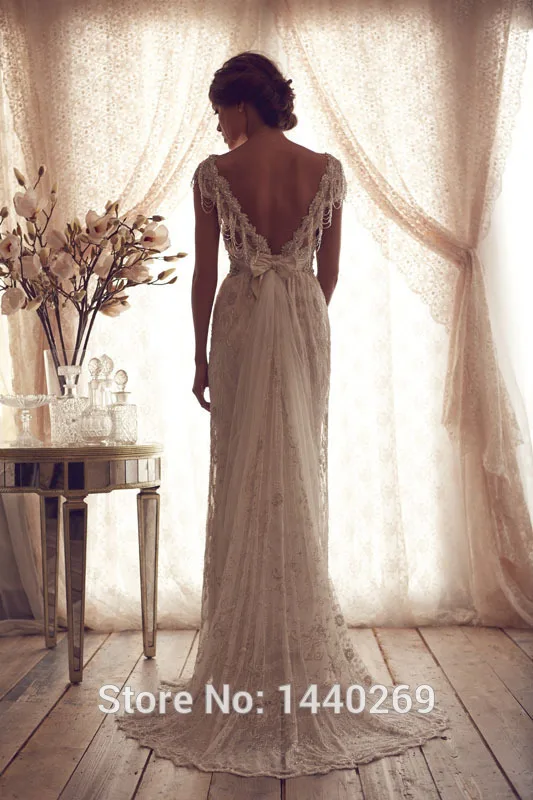 2016 Backless A Line Cap Sleeves Beading Crystal Lace Wedding Dresses Formal vestido de novia encaje | Свадьбы и торжества