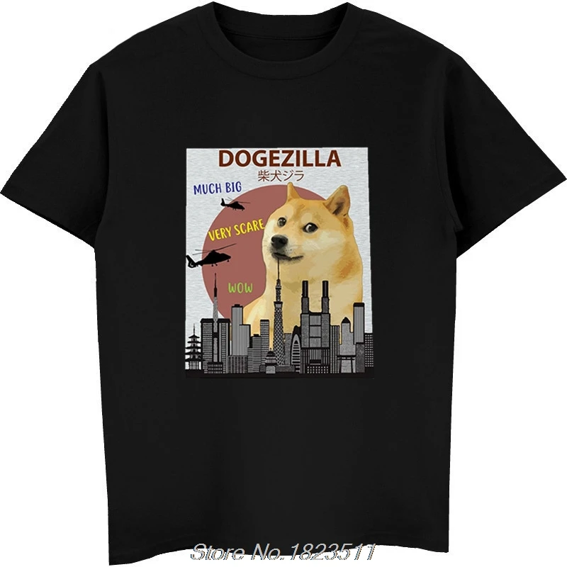 Горячая распродажа мода смешной дож zilla футболка | Смешной мем косплей Shiba лисья