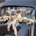 Свадебный автомобиль наклейка-цветочные Жених и невеста имя туфли пришли к определенной дате, оригинальная игрушечная Декор наклейки Съемный водостойкий винил LC1278