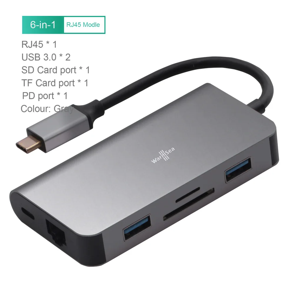 USB C хаб аудио с 4K HDMI RJ45 USB SD PD карта зарядки Dex станция для samsung Galaxy Note8 S8 S9 nintendo переключатель для MacBook - Цвет: 6in1gray