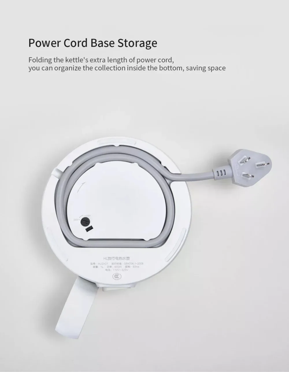 Складной электрический чайник Xiaomi HL, 1л, ручной нагрев, электрический чайник для воды, авто защита от помех, дорожный чайник