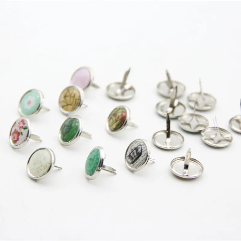 20pcs15mm смешанный узор с круглой металлической Brads DIY Фотоальбом выводов Декор