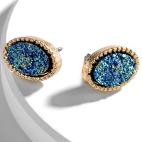 mini oval resin druzy stud earrings fashion famous brand designer earrings brand jewelry wholesale