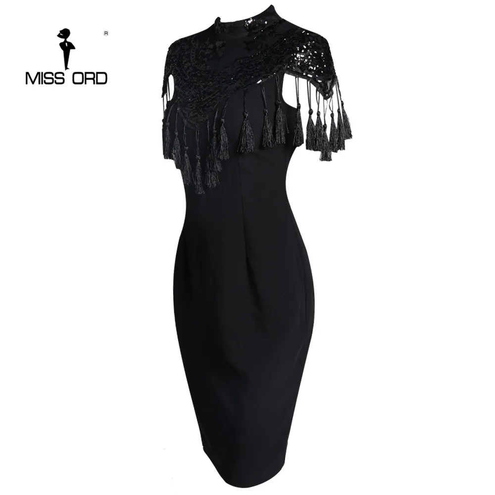 MISS ORD 2019 сексуальное платье с высокой горловиной и кисточками блестками FT4776 |