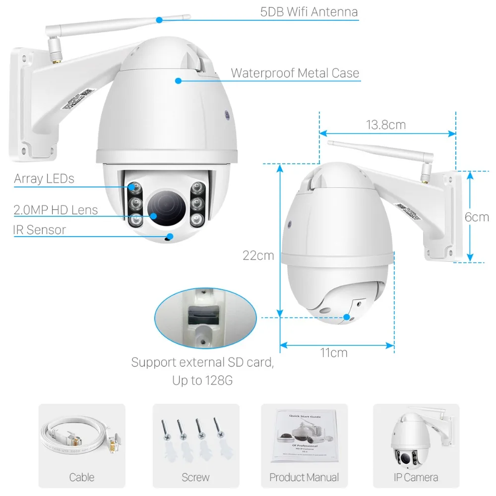 BESDER открытый мини PTZ 5X Оптический зум IP Камера 1080 P Wifi Скорость купол