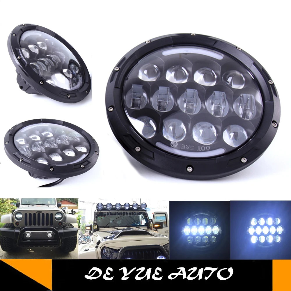 Лучшая цена LED 7 дюймов передний свет для Jeep Wrangler 105 Вт круглый 12 В DC Фара СИД DRL hiqh