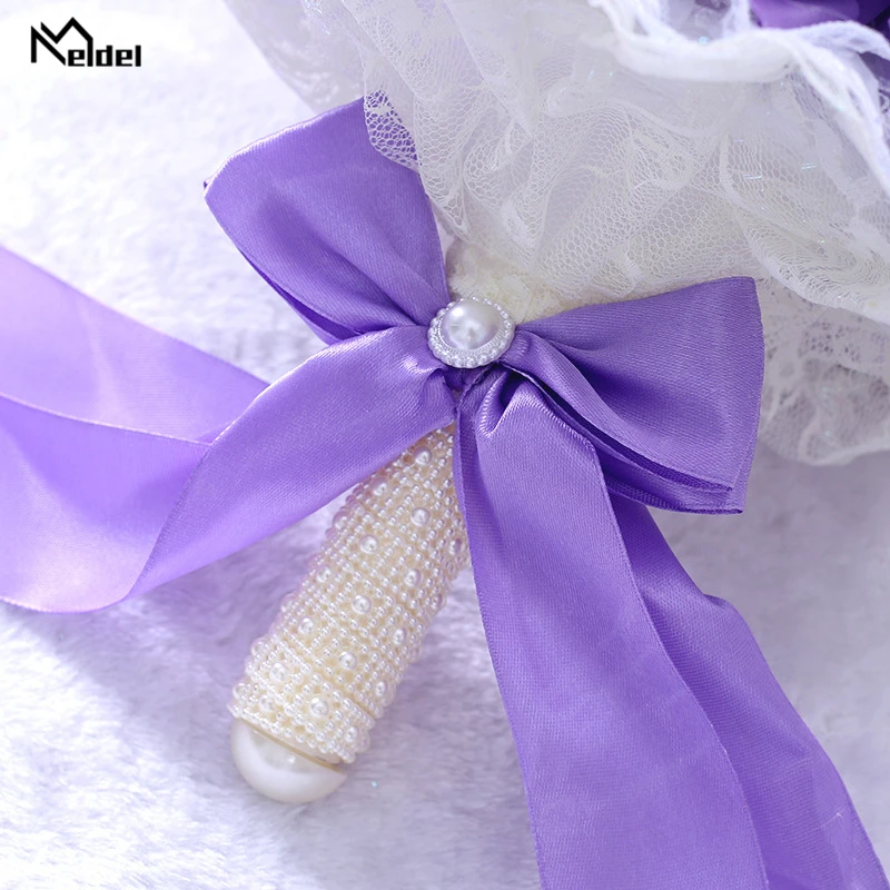 Meldel Bride Wedding Bouquet Bridesmaid Holding Flower Fake Pearl Artificial PE Rose White Party Prom Supplies | Свадьбы и торжества