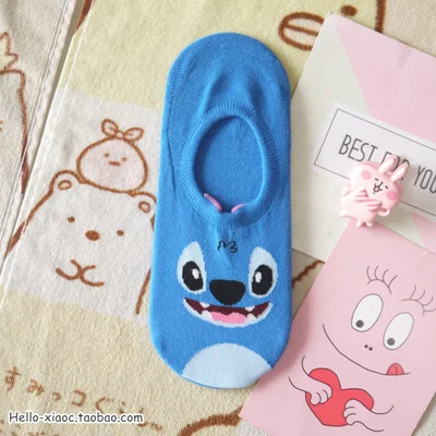 stitch 1 пара ЦУМ Минни, Ститч свинка Дональд хлопковые носки для девочек Мультяшные носки плюшевая игрушка-животное женские носки Весна Лето Носки-башмачки - Цвет: stitch