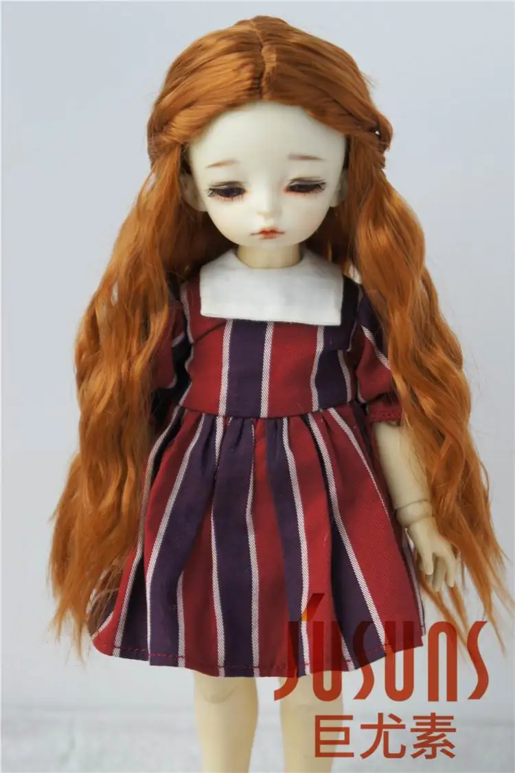 Size 6-7 LightCarrot JD119 1/12 1/8 1/6 BJD кукольные парики Длинные Принцесса кудрявый парик Размер 4-5 дюймов 5-6 дюймов 6-7 дюймов синтетический мохеровый парик аксессуары для кукол - Цвет: Size 6-7 LightCarrot