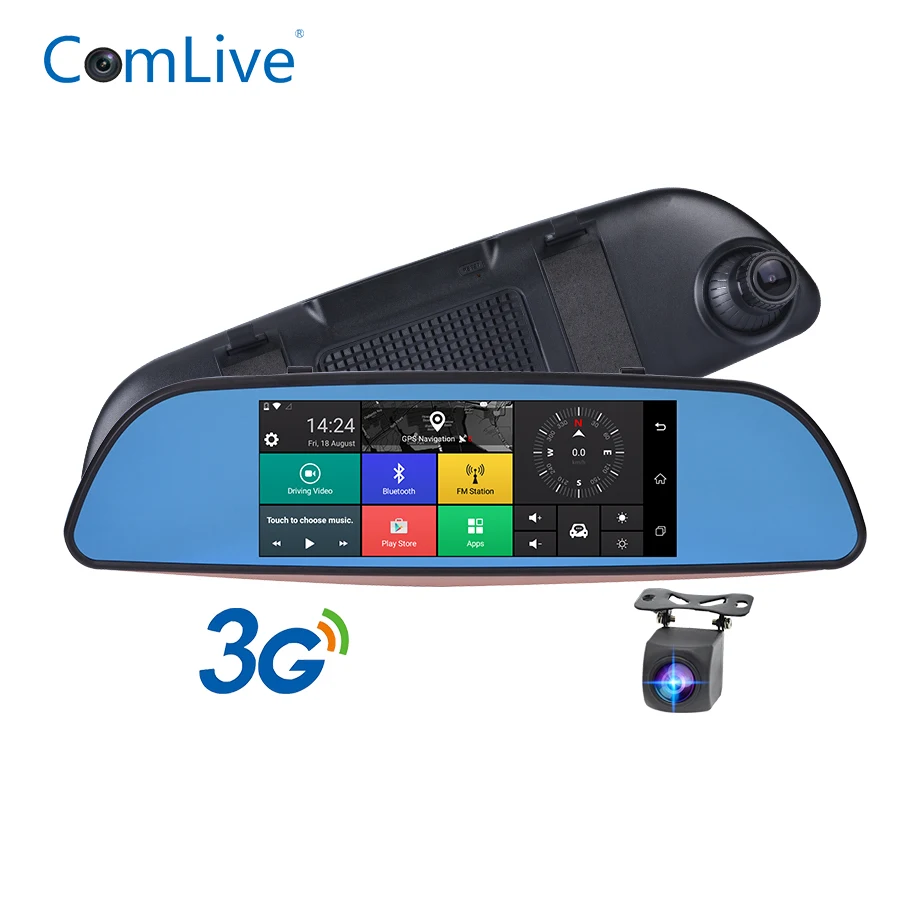 Автомобильный зеркальный видеорегистратор Camlive 3G H2 7 дюймов GPS навигация bluetooth