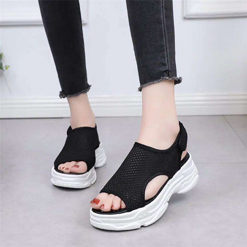 JAYCOSIN/женская летняя обувь сандалии повседневная на рифленой подошве среднем