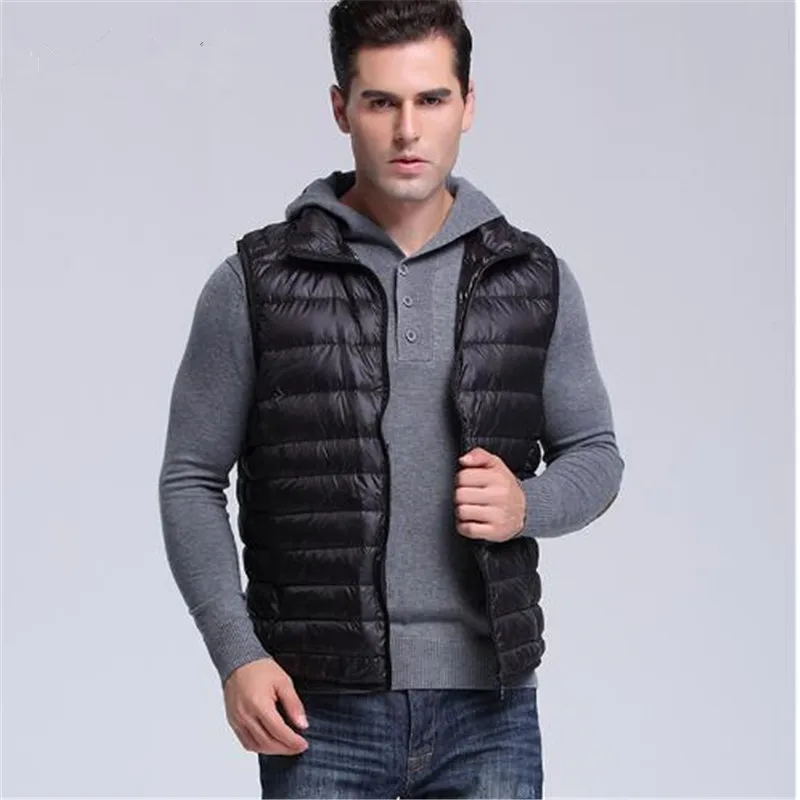 

New Mens Down Coat Vest Jacket Winter Light 90% Down Vest Short Slim Down Men Vest Short Jackets