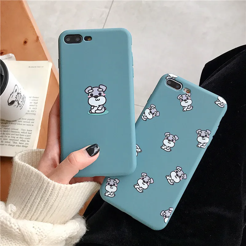 fashion cute pet dog soft silicon cover case for iphone 6 6S 7 7plus 8 8plus X XS XR Max Bulldog Standard Schnauzer phone coque |