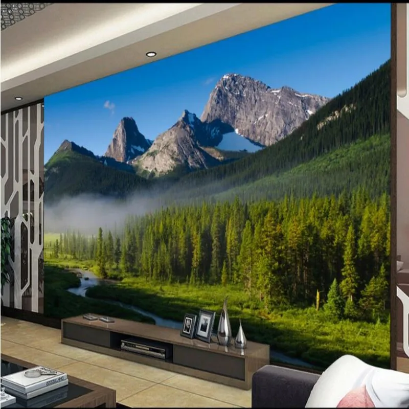 3D обои Beibehang фото на заказ Настенные с изображением гор леса пейзажа дома