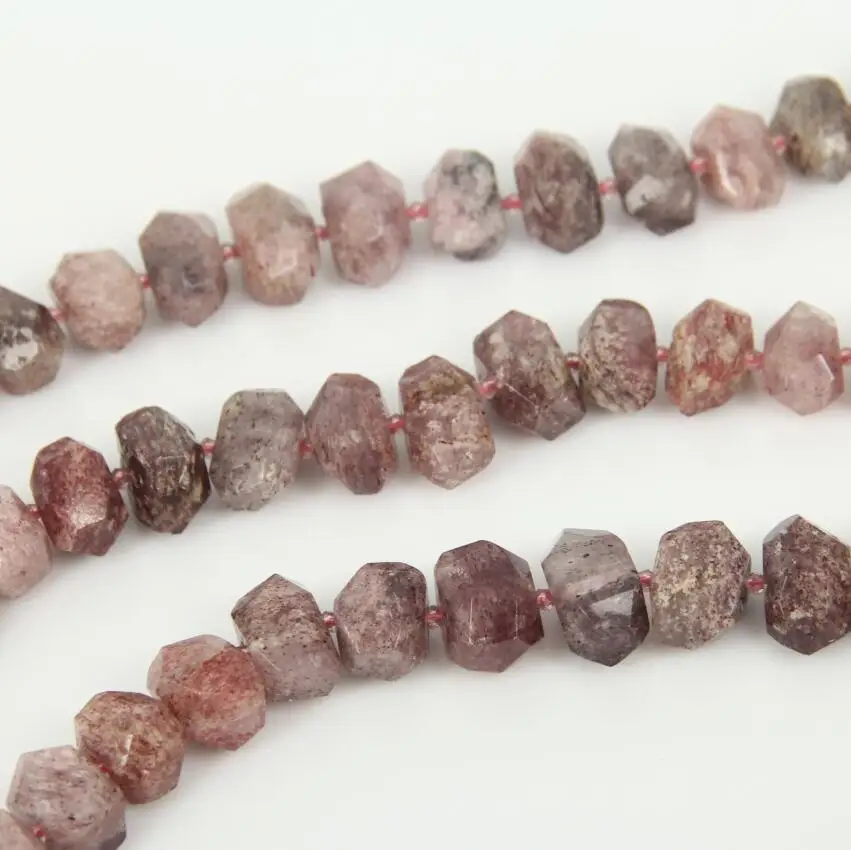 Natural Stones Strawberry Quartz Cut Slab Beads Necklace Center Drilled Raw Crystals Faceted Nugget Points Pendants Bulk | Украшения и