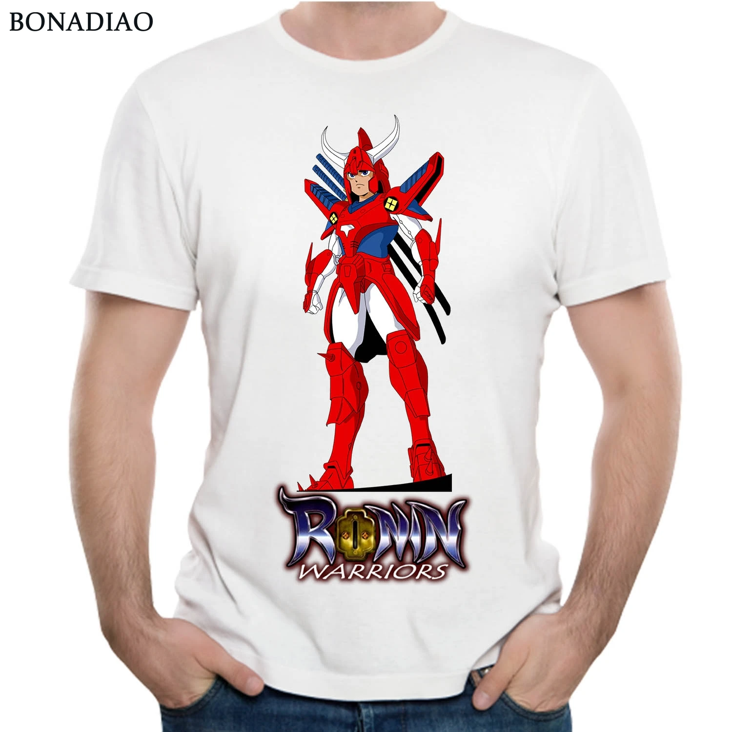 Классическая футболка с принтом аниме Ronin Warriors Мужская Винтажная 3D-принтом |