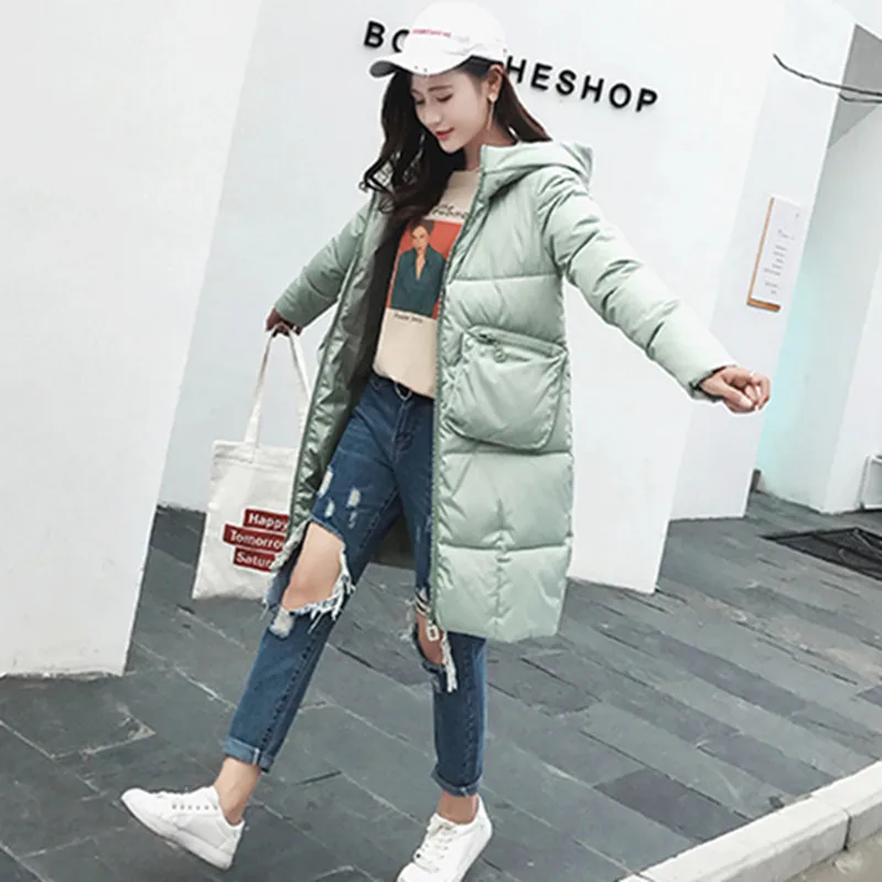 AKSLXDMMD однотонная модная зимняя куртка для женщин 2019 новая парка с капюшоном