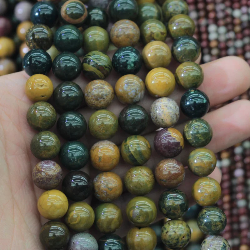 

round ocean jasper ntural stone beads DIY loose beads for jewelry making strand 15 inches wholesale !
