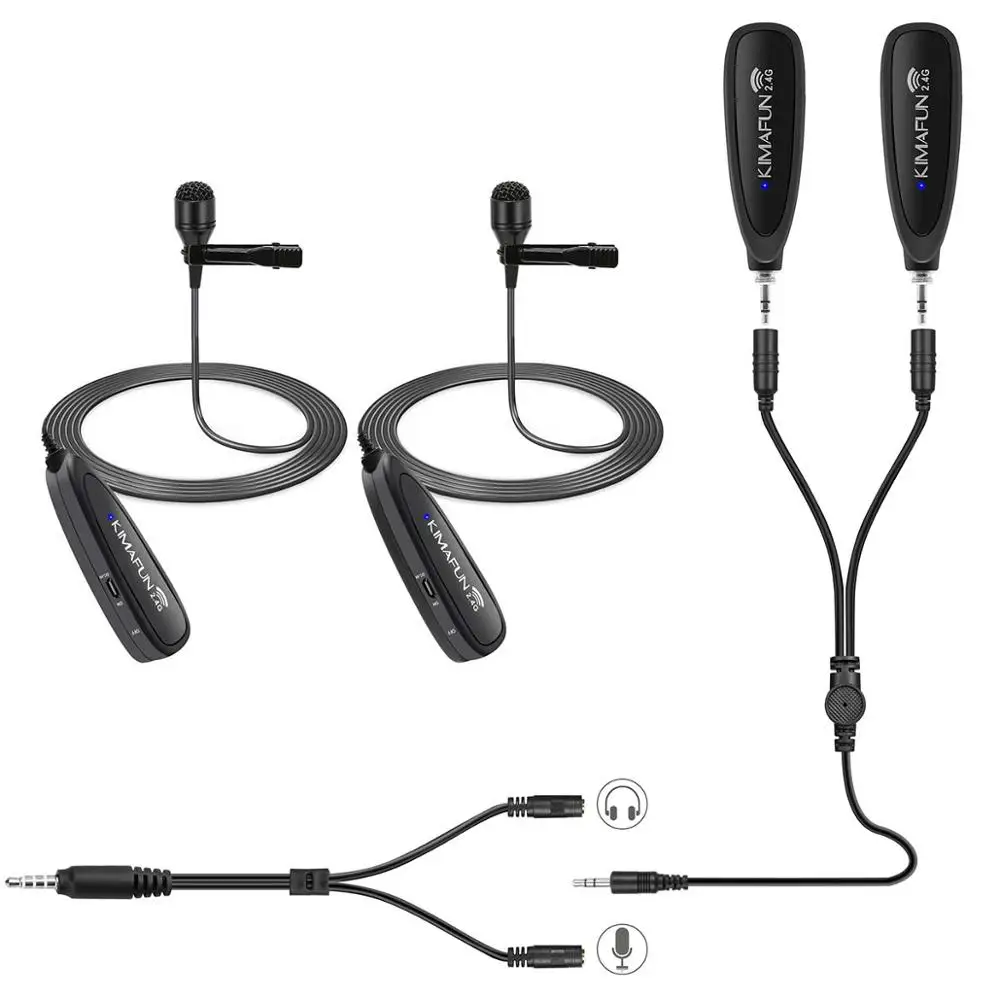 KIMAFUN 2 4G мини беспроводной двойной Lavalier отворотом Микрофон для телефона