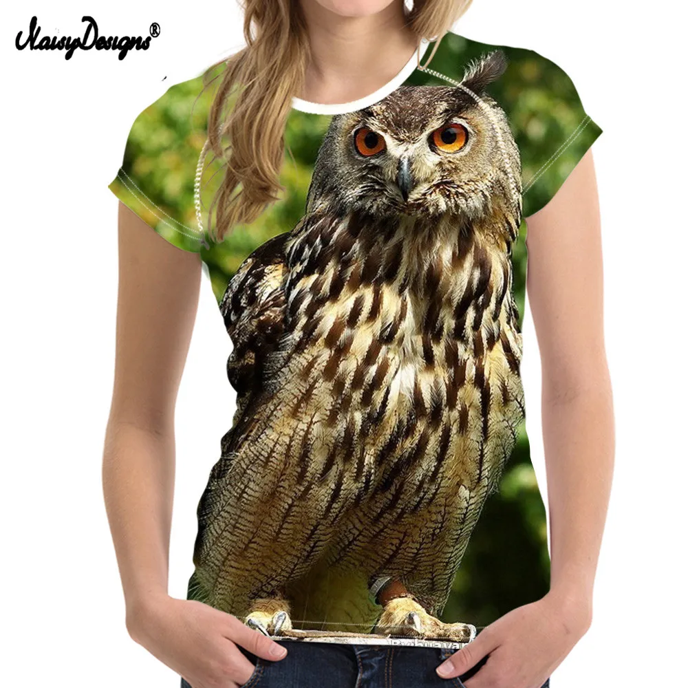 

NoisyDesigns Harajuku 3D Owl Printed T Shirt Women Short Sleeve Tops Dropshipping High Quality T-shirts Women Elastic Clothing