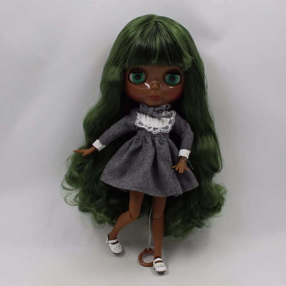 Ледяная кукла DBS Blyth 1/6 bjd шарнирная супер черная кожа темно-зеленые волосы для