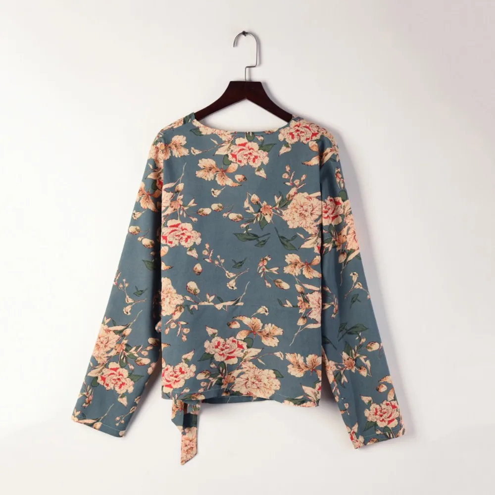 2018 Для женщин рубашка кимоно Boho Кардиган на шнуровке Винтаж Цветочный Принт