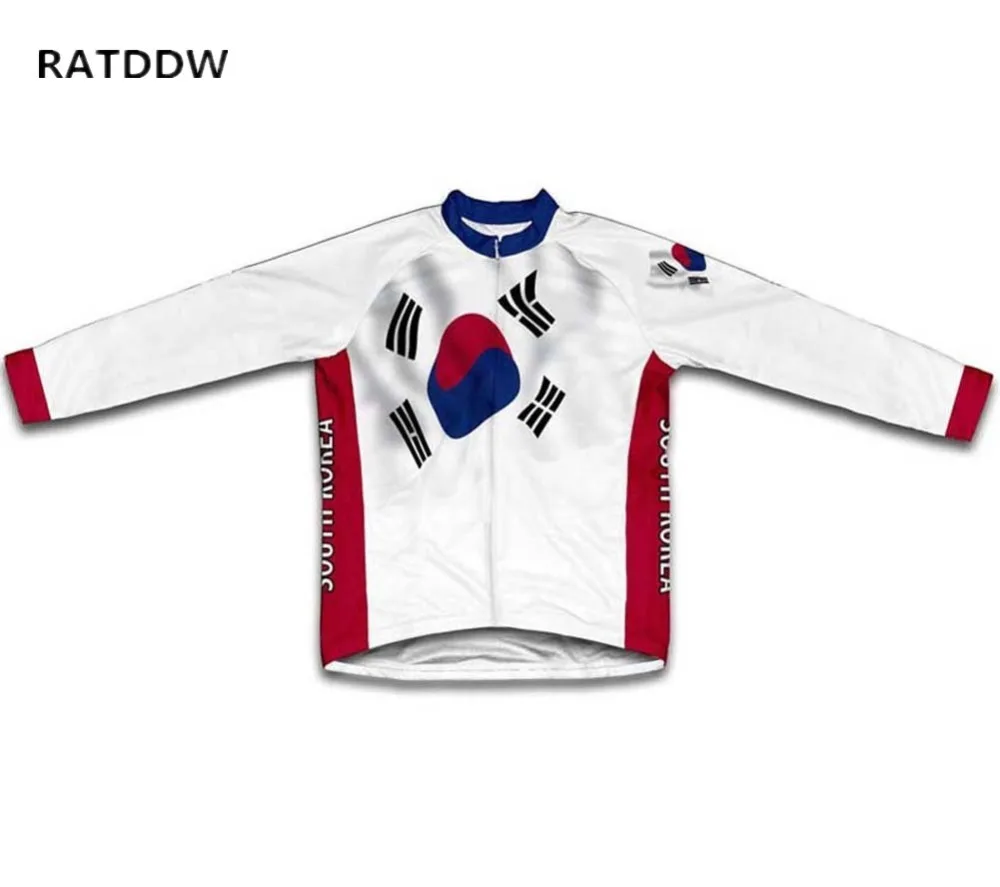 Южнокорейская флисовая велосипедная Джерси с флагом длинная одежда зимняя