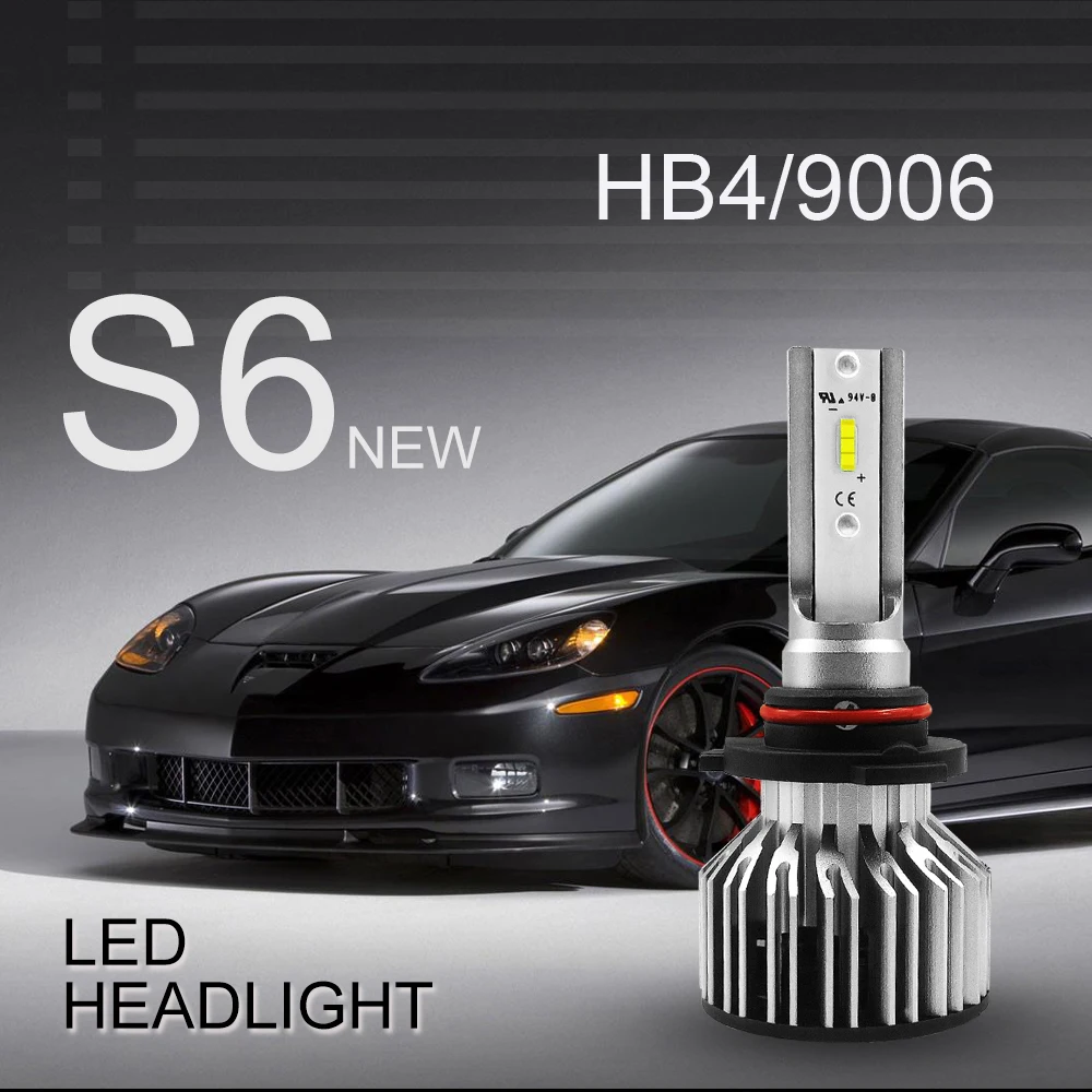 HB4/9006 2 шт. светодиодный комплект для передних фар, DOT Approved, SEALIGHT S6 серия супер яркий 12xCSP чипы низкая Beam-6000K белый