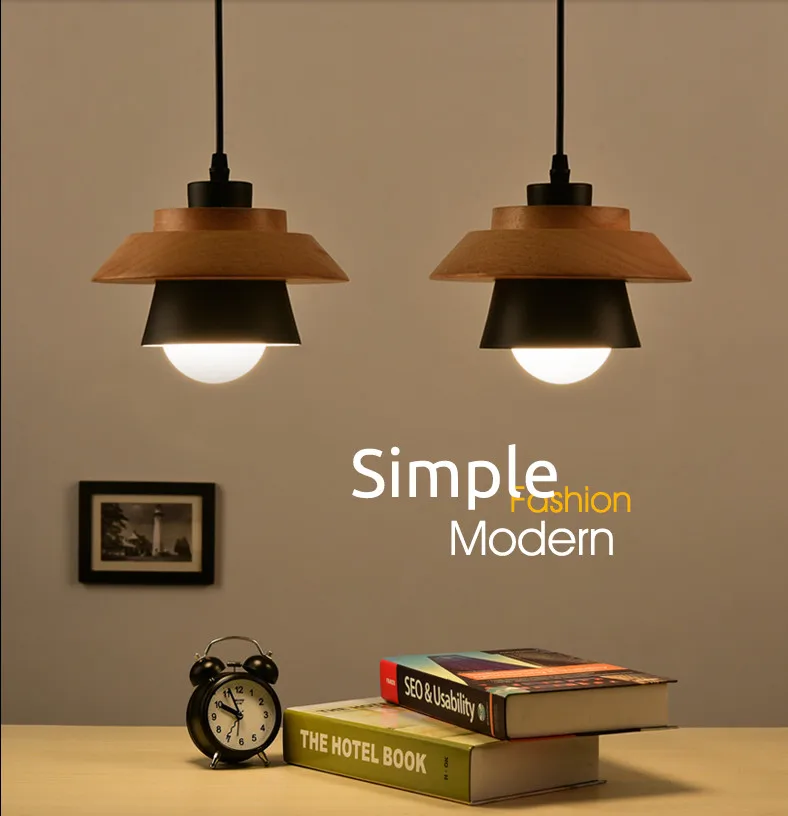

Modern Aluminum wood Pendant Light Simplicity bar foyer aisle bedroom study decorative lighting