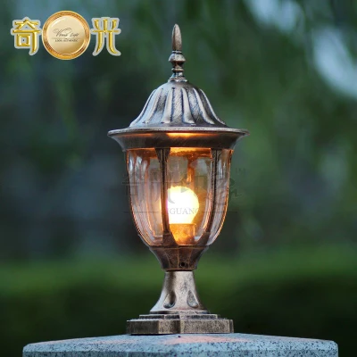 

220V/110V black/bronze garden light fitting aluminum outdoor pillar wall lamp post
