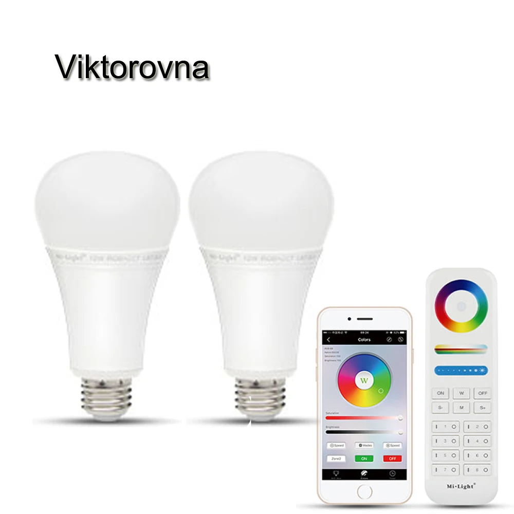 RGBW E27 12 Вт Светодиодный лампочки затемнения 8 Zone Remote milight RGB + теплый белый rgb CCT