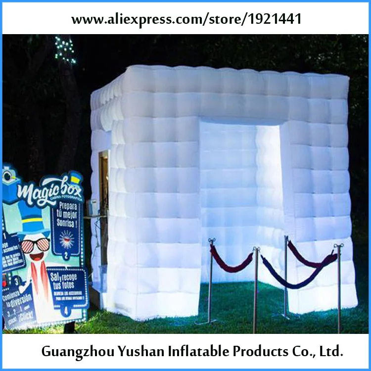 Goede Print Uw Logo 7.8ft Cube LED Strip Opblaasbare Spray Photo Booth Kiosk