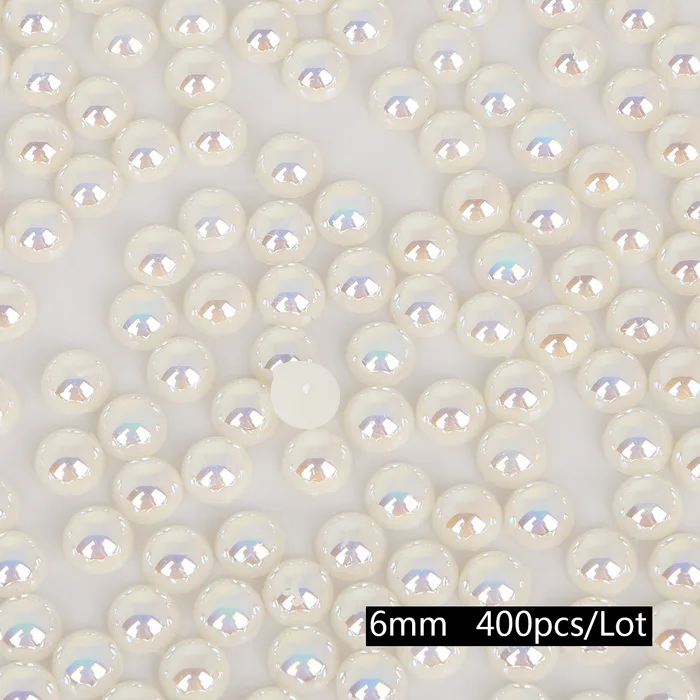 6mm 400pcs Ivory 50-1000 шт. Мульти Размеры AB Цвета полукруглый Flatback Пластик ABS имитация жемчуг для шитья одежды DIY craft украшения - Цвет: 6mm 400pcs Ivory