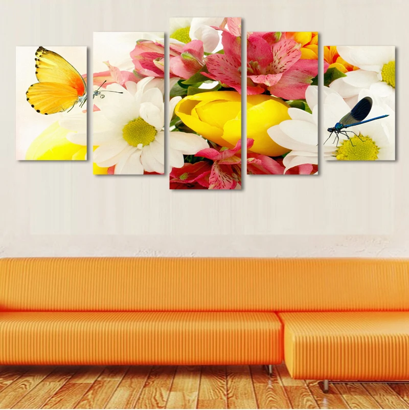 2017 лучшие модные картины 5 шт. (без рамки) Красочные цветы пейзаж печать живопись