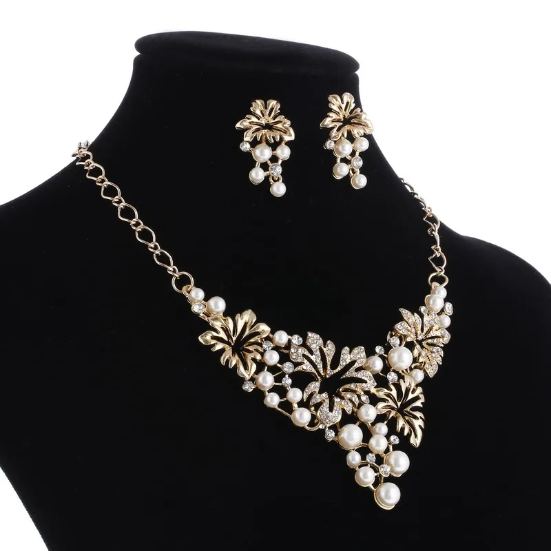 Hesiod Fashion Charm Wedding Imitation Pearl Jewelry Sets Crystal Choker Necklace Earrings Set for Women | Украшения и аксессуары