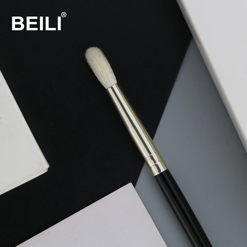 BEILI 1 шт. козья шерсть точные для растушевки тени для глаз детальные маленькие тени отдельные Кисточки для макияжа черная ручка серебряный наконечник