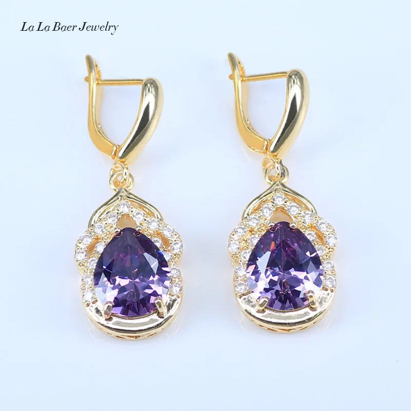 L &amp B прекрасный Фиолетовый созданный циркон белый CZ золотой цвет Ювелирные