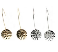 harmmed disc dangle alloy metal drop earrings for women