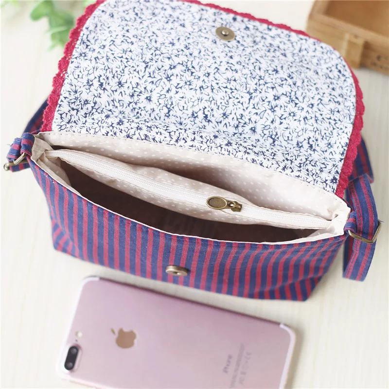 2019 модная женская Ультралегкая хлопковая тканевая сумка в красную полоску с