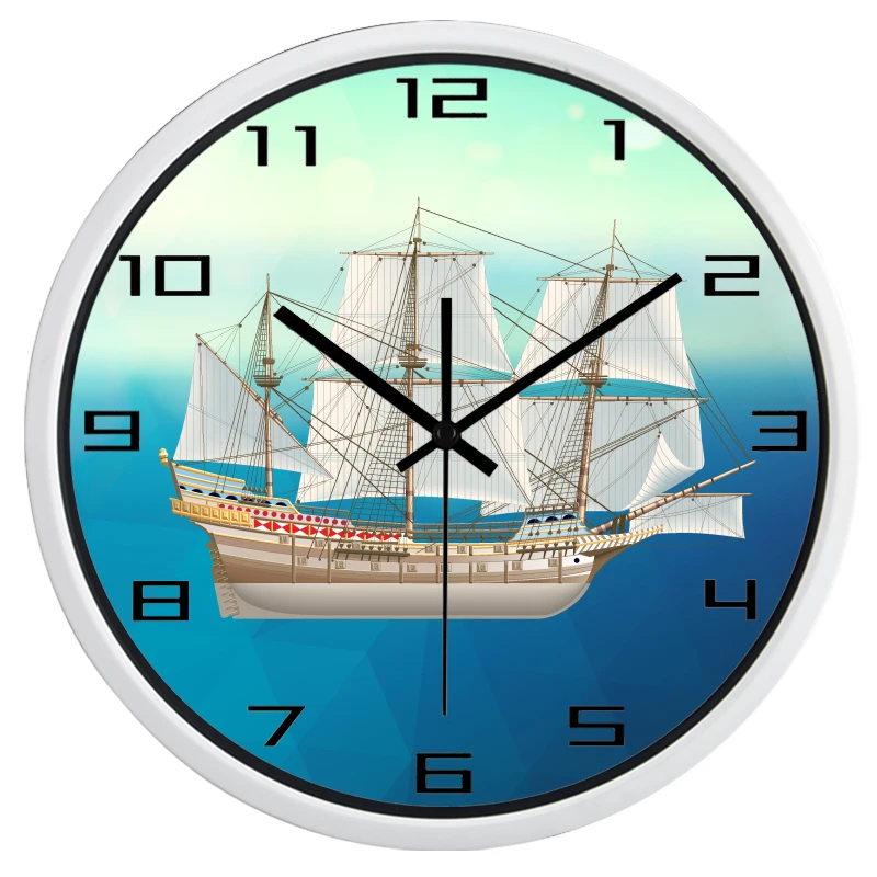 Средиземноморская парусная лодка на стену часы для гостиной кабинета | Дом и сад