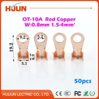 50pcslot ot 10a 5 2mm dia red copper circular splice crimp terminal wire naked connector for 1 5 4 square cable