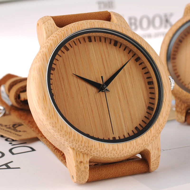 Женские кварцевые часы с бамбуковым ремешком и кожаным ремешком|watch for|watch for